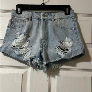 Forever 21 Blue Distressed Jean Shorts